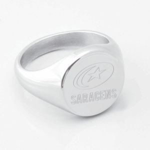 Saracens Rugby Engraved Silver Signet Ring e1669214668710