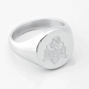York City Knights Engraved Silver Signet Ring