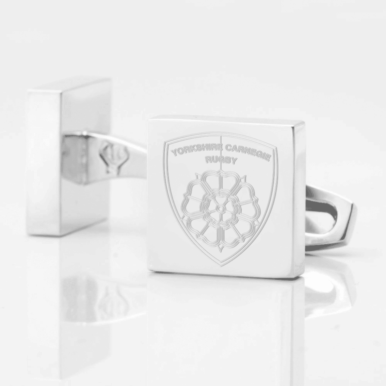 Yorkshire carnegie Rugby Engraved Silver Cufflinks