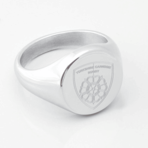 Yorkshire carnegie Rugby Engraved Silver Signet Ring e1669215009831