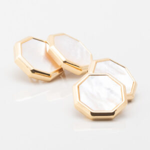 Gold Plated Mother of Pearl Octagon Cufflinks, Double Sided