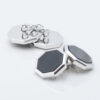 Silver Plated Onyx Octagon Cufflinks, Double Sided Gallery