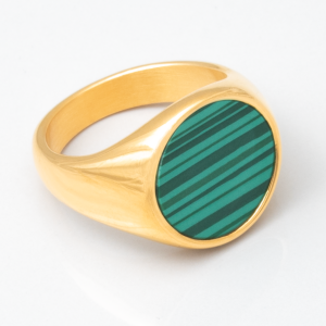 Gold-Plated-Malachite-Stainless-Steel-Signet-Ring