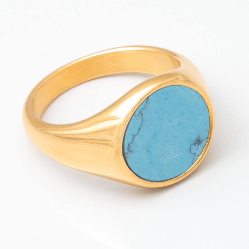 Gold-Plated-Turquoise-Stainless-Steel-Signet-Ring