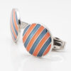 Orange and Navy Striped Enamel Cufflinks