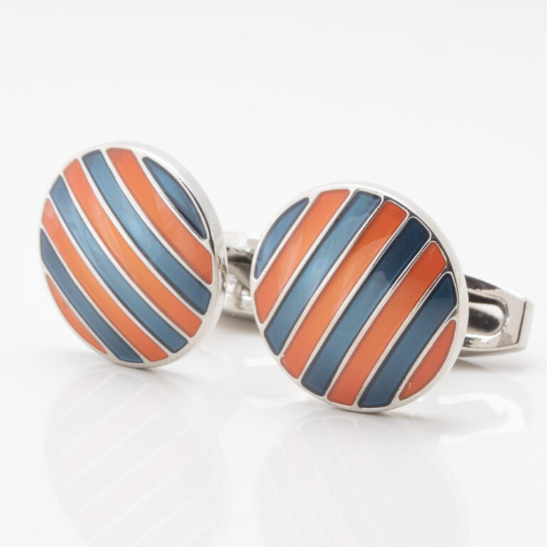 Orange and Navy Striped Enamel Cufflinks Gallery