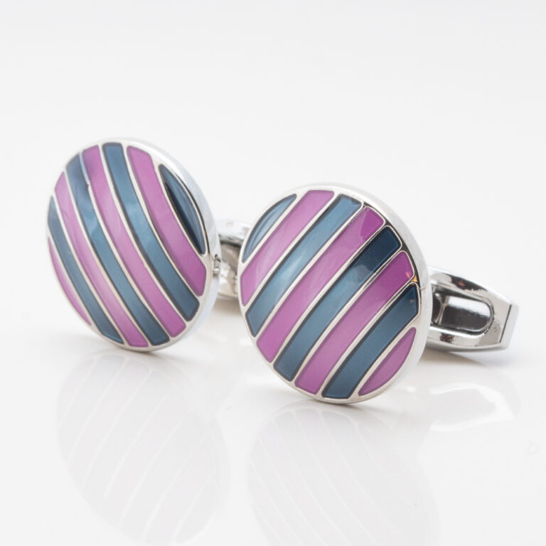 Purple and Navy Striped Enamel Cufflinks Gallery