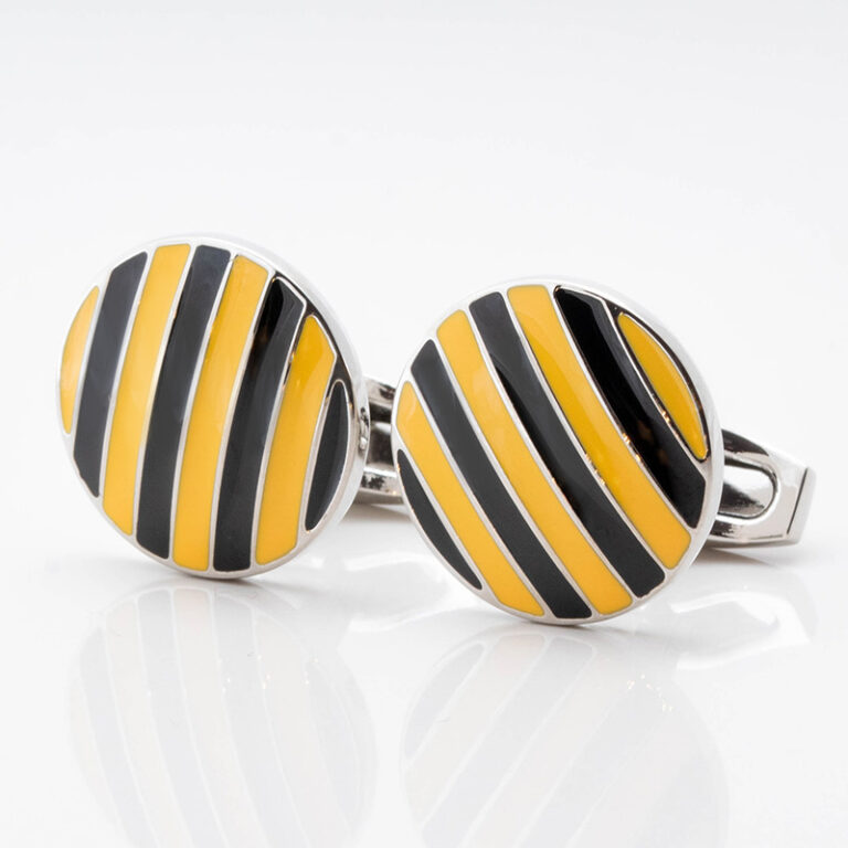 GOLD AND BLACK STRIPED ENAMEL CUFFLINKS GALLERY