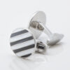 Black and White Striped Enamel Cufflinks Gallery 2