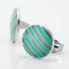 Green and Navy Striped Enamel Cufflinks