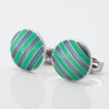 Green and Navy Striped Enamel Cufflinks Gallery