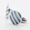 Navy and Grey Striped Enamel Cufflinks