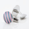 Pink and Navy Striped Enamel Cufflinks Gallery 2