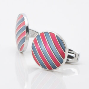 Red and Navy Striped Enamel Cufflinks