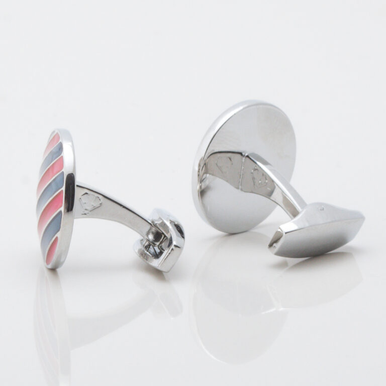 Red and Navy Striped Enamel Cufflinks Gallery 2