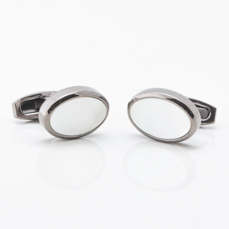 Gunmetal Oval Mother of Pearl Cufflinks Gallery