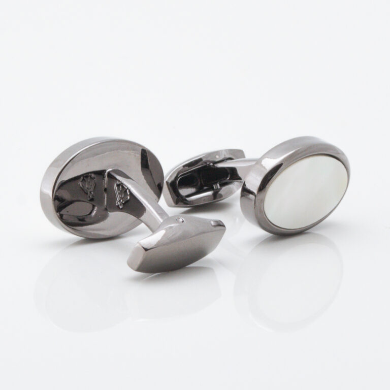 Gunmetal Oval Mother of Pearl Cufflinks Gallery 2