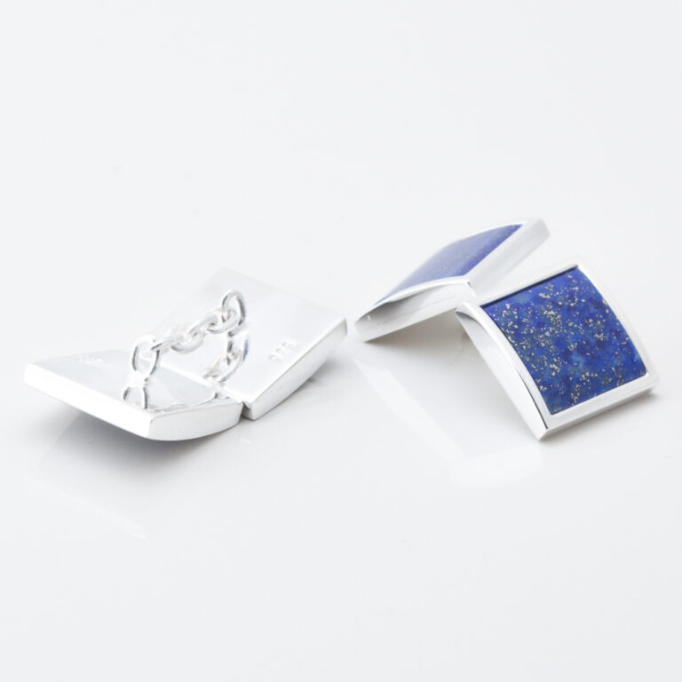 Sterling Silver Lapis Stone Double Sided Cufflinks Gallery