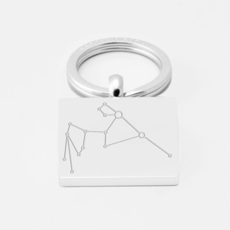 Aquarius Constellation-Engraved-Silver--Keyring