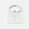 Aries Zodiac-Engraved-Silver--Keyring