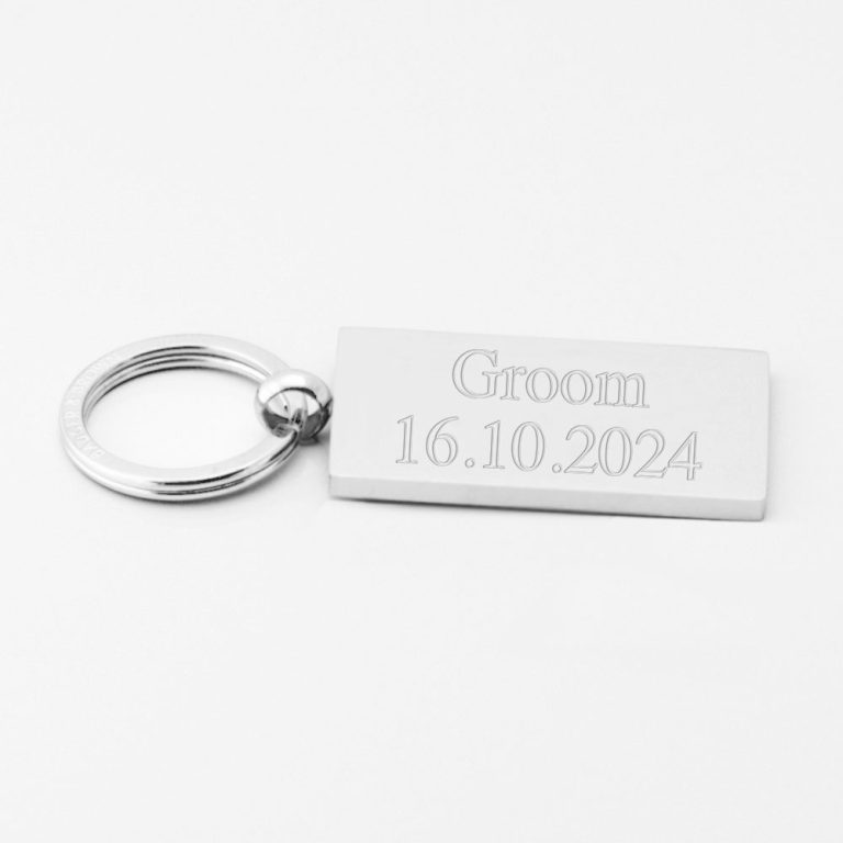 groom-and-date-Engraved-Silver-Rectangle-Keyring