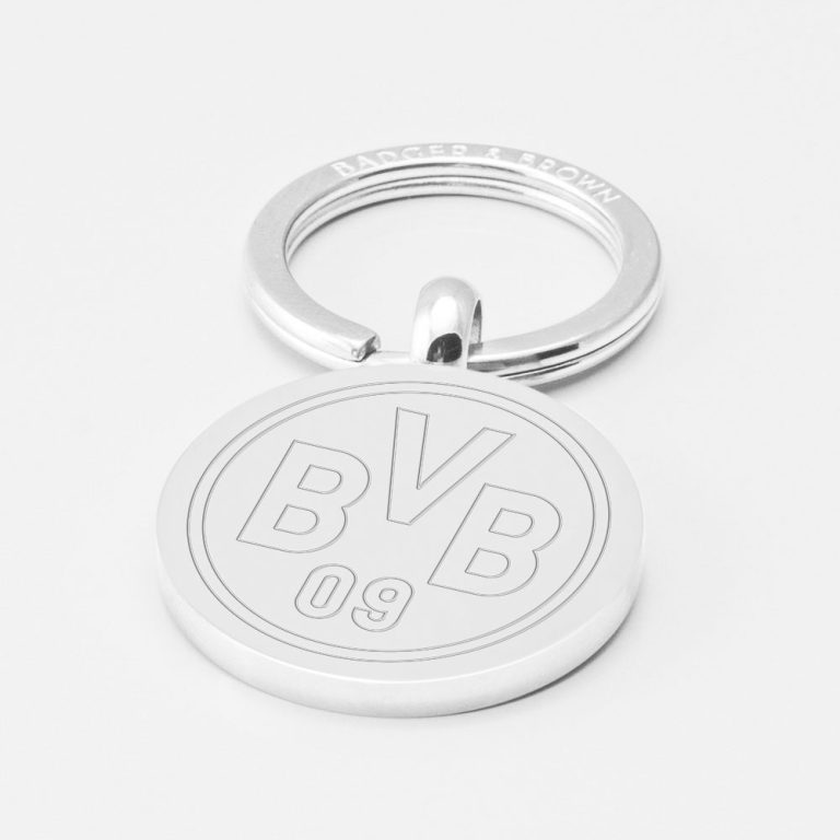 Borussia Dortmund Football-Engraved-Silver-Keyring