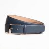 Grain Textured Navy Leather Belt