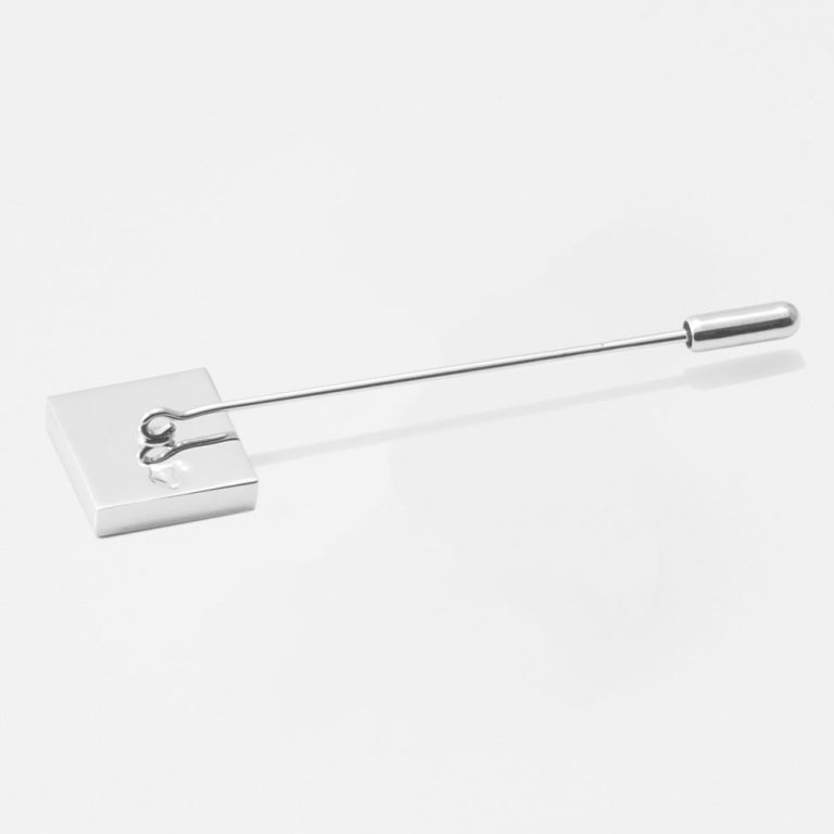 Silver-Square-Lapel-Pin-Long-Clip