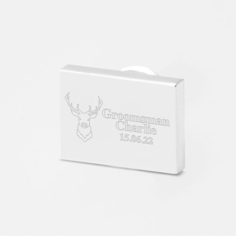 Stag Head-Engraved-Silver-Lapel-Pin Stag-Head-Engraved-Silver-Lapel-Pin