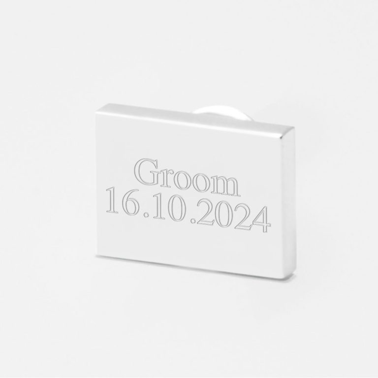 groom and date-Engraved-Lapel-Pin