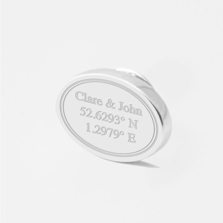 name and coordinates-Engraved-Lapel-Pin