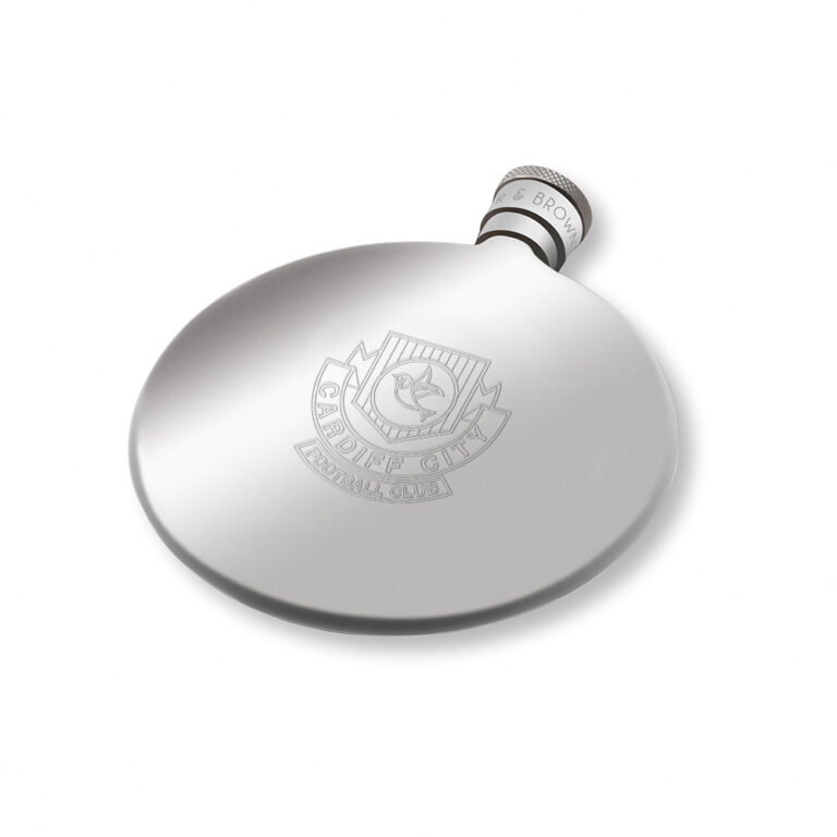 Cardiff City Football-Engraved-Silver-Hip-Flask