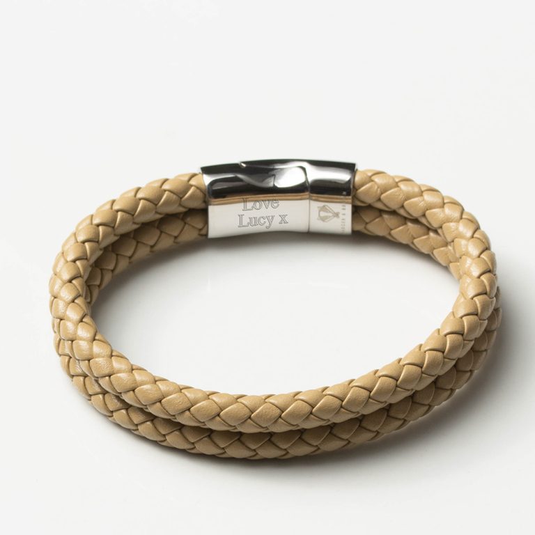 Beige-Leather-Double-Braided-Bracelet-inside-engraved