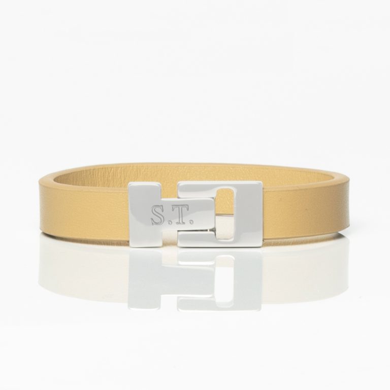 Beige-Smooth-Textured-Leather-Bracelet-front-engraved