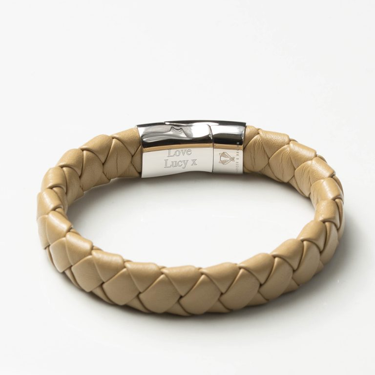 Beige braided inside engraved