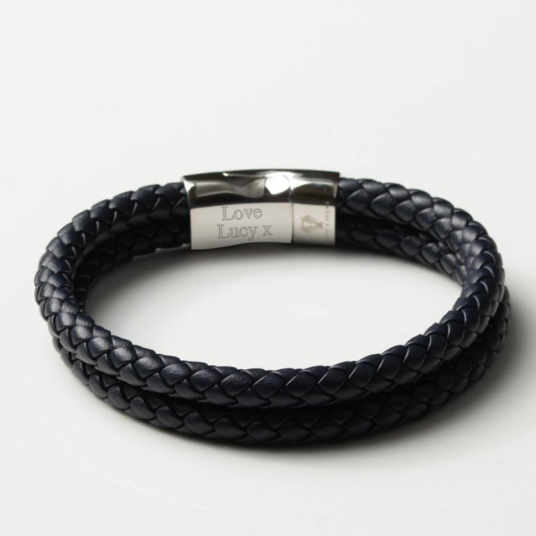 Navy-Leather-Double-Braided-Bracelet-inside-engraved
