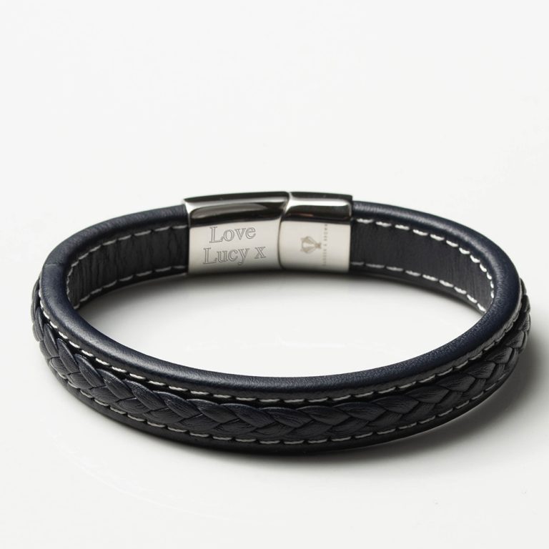 Navy-Quilted-Style-Leather-Bracelet-inside-engraved