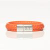Orange-Quilted-Style-Leather-Bracelet-front-engraved