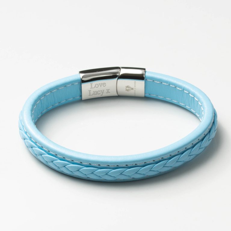 Steel-Blue-Quilted-Style-Leather-Bracelet-inside-engraved