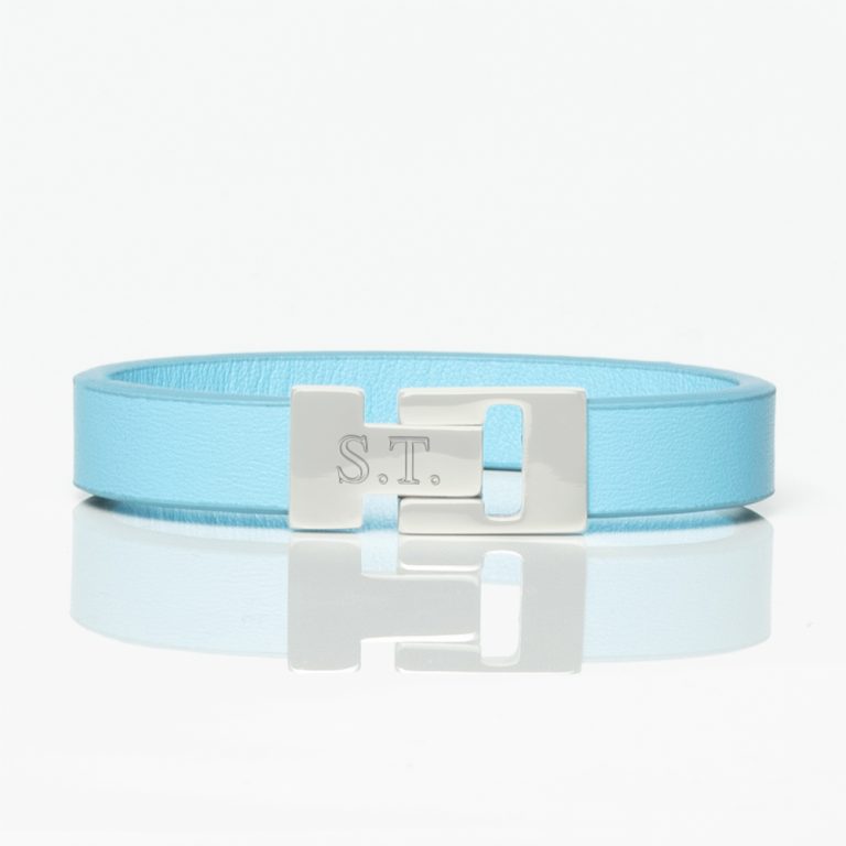 Steel-Blue-Smooth-Textured-Leather-Bracelet-front-engraved