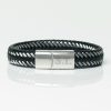 Two-Tone-Black-Woven-Leather-Bracelet-front-engraved