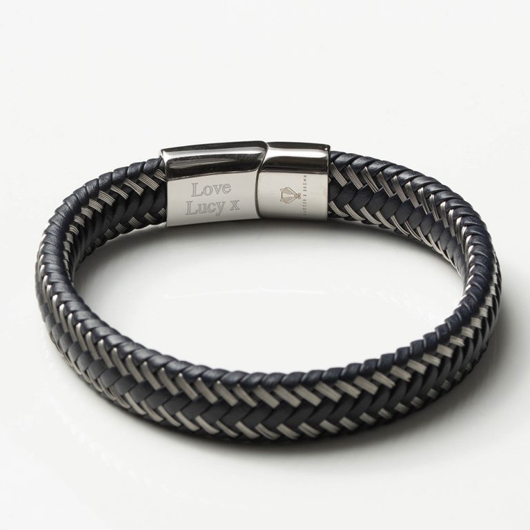 Two-Tone-Navy-Woven-Leather-Bracelet-inside-engraved