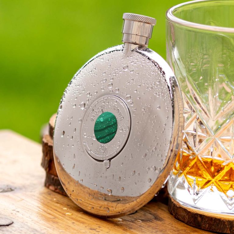 Luxury-Compact-Hipflask-With-Malachite