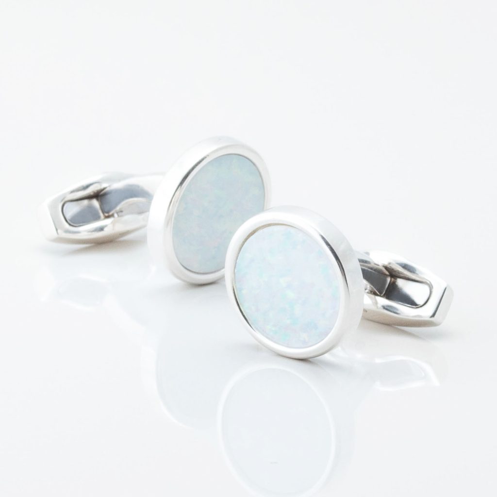 Sterling Silver Opal Cufflinks