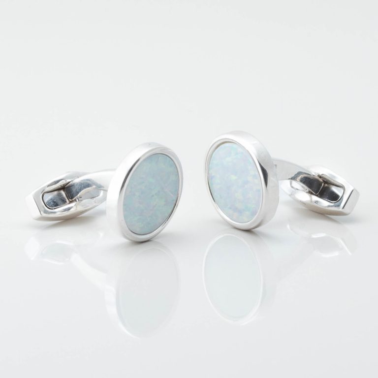 Sterling Silver Opal Cufflinks Gallery 2