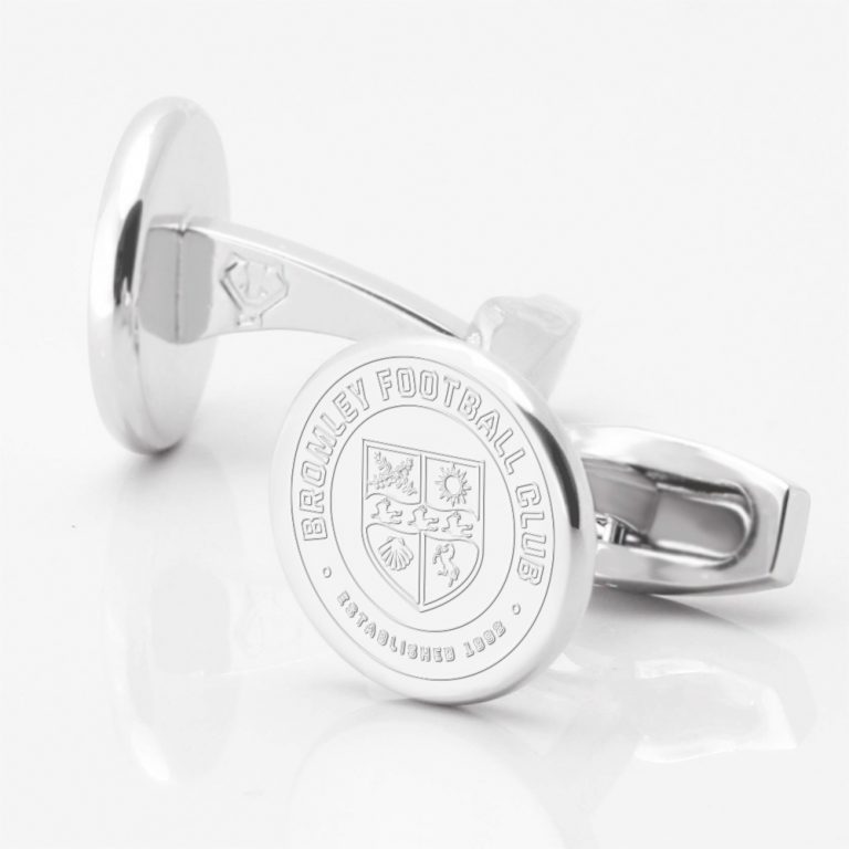 Bromley-Football-Engraved-Silver-Circle-Cufflinks