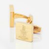 Queens-Royal-Hussars-Engraved-Gold-Cufflinks