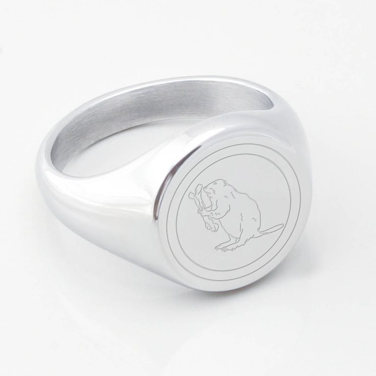 Two-Operational-Support-Group-Engraved-Silver-Signet-Ring