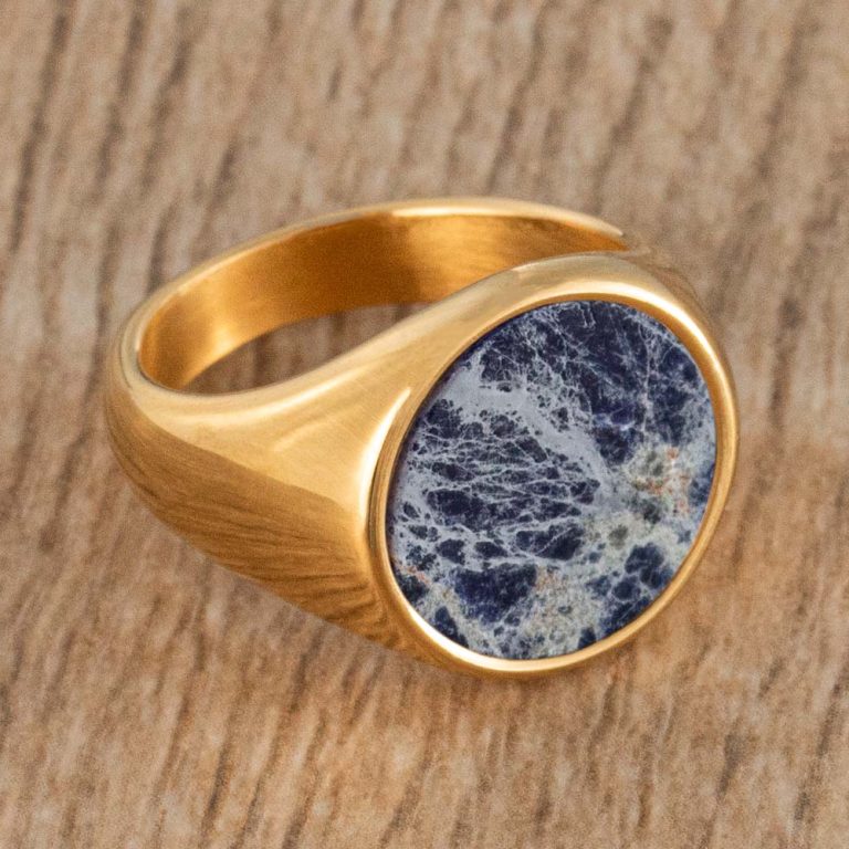 Gold-Plated-Iolite-Stainless-Steel-Signet-Ring