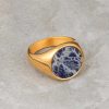 Gold-Plated-Iolite-Stainless-Steel-Signet-Ring